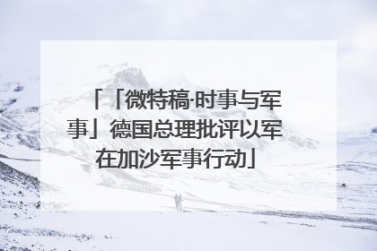 「微特稿·时事与军事」德国总理批评以军在加沙军事行动