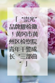 “崇光”品牌耀检徽！黄冈市黄州区检察院青年干警成长“三部曲”
