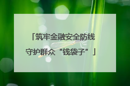 筑牢金融安全防线 守护群众“钱袋子”