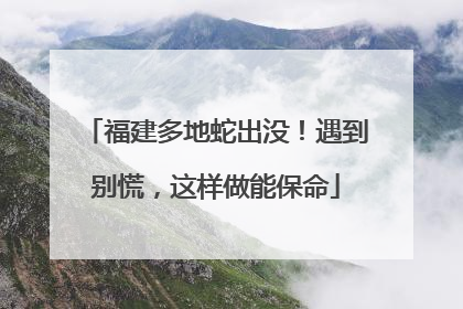 福建多地蛇出没！遇到别慌，这样做能保命