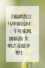 福建洛江马甲新民村：千年家风拂新韵 文明之花绽乡野