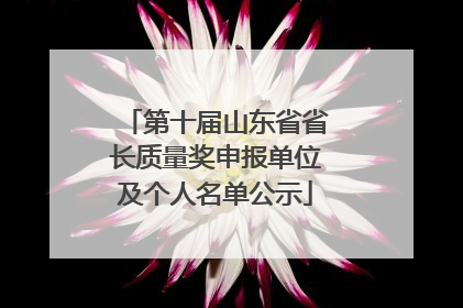 第十届山东省省长质量奖申报单位及个人名单公示