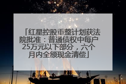 红星控股重整计划获法院批准：普通债权中每户25万元以下部分，六个月内全额现金清偿