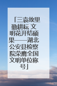 三袁故里勤耕耘 文明花开结硕果——湖北公安县检察院荣膺全国文明单位称号