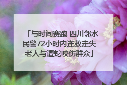 与时间赛跑 四川邻水民警72小时内连救走失老人与遭蛇咬伤群众