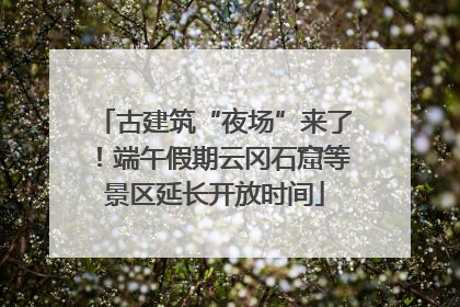 古建筑“夜场”来了！端午假期云冈石窟等景区延长开放时间