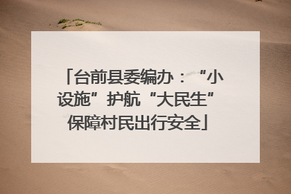 台前县委编办：“小设施”护航“大民生” 保障村民出行安全