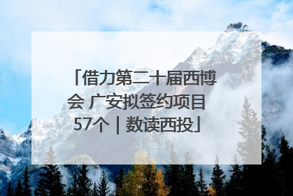 借力第二十届西博会 广安拟签约项目57个｜数读西投