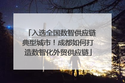 入选全国数智供应链典型城市！成都如何打造数智化外贸供应链