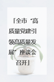 全市“高质量党建引领高质量发展”座谈会召开