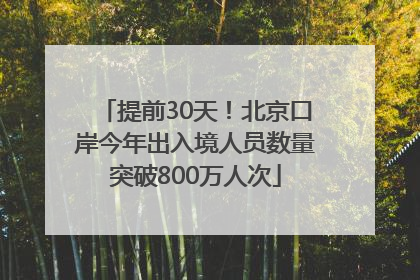 提前30天！北京口岸今年出入境人员数量突破800万人次
