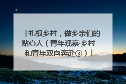 扎根乡村，做乡亲们的贴心人（青年观察·乡村和青年双向奔赴③）