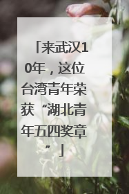 来武汉10年，这位台湾青年荣获“湖北青年五四奖章”