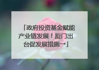 政府投资基金赋能产业链发展！厦门出台促发展措施→