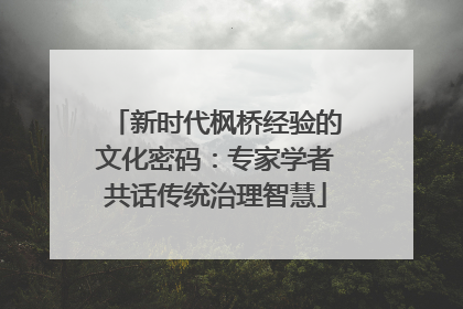 新时代枫桥经验的文化密码：专家学者共话传统治理智慧