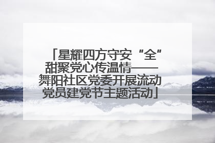 星耀四方守安“全” 甜聚党心传温情——舞阳社区党委开展流动党员建党节主题活动
