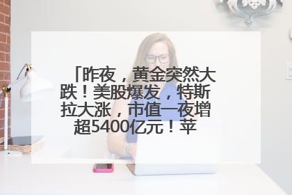 昨夜，黄金突然大跌！美股爆发，特斯拉大涨，市值一夜增超5400亿元！苹果传来大消息