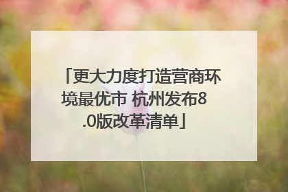 更大力度打造营商环境最优市 杭州发布8.0版改革清单