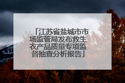 江苏省盐城市市场监管局发布救生衣产品质量专项监督抽查分析报告