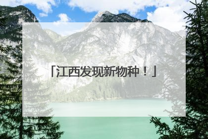 江西发现新物种！