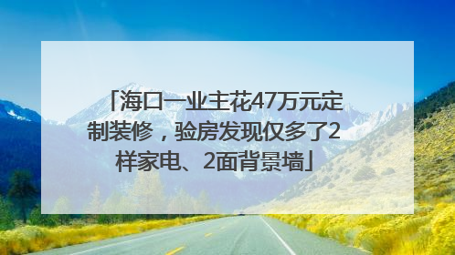 海口一业主花47万元定制装修，验房发现仅多了2样家电、2面背景墙