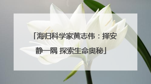 海归科学家黄志伟：择安静一隅 探索生命奥秘