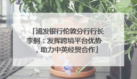 浦发银行伦敦分行行长李舸：发挥跨境平台优势，助力中英经贸合作