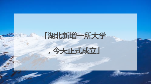 湖北新增一所大学，今天正式成立