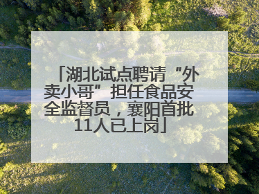 湖北试点聘请“外卖小哥”担任食品安全监督员，襄阳首批11人已上岗