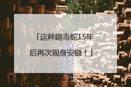 这种剧毒蛇15年后再次现身安徽！