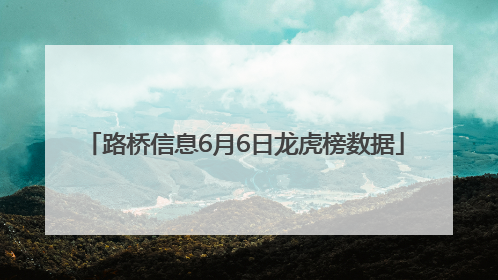 路桥信息6月6日龙虎榜数据
