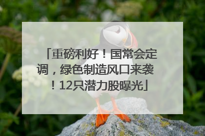 重磅利好！国常会定调，绿色制造风口来袭！12只潜力股曝光