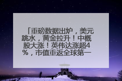 重磅数据出炉，美元跳水，黄金拉升！中概股大涨！英伟达涨超4%，市值重返全球第一！黄仁勋计划出售至多600万股股票