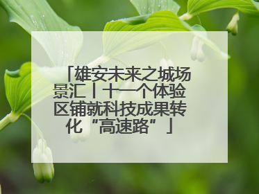 雄安未来之城场景汇丨十一个体验区铺就科技成果转化“高速路”