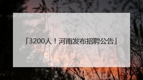 3200人！河南发布招聘公告