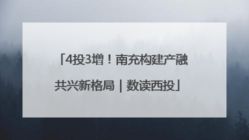 4投3增！南充构建产融共兴新格局｜数读西投