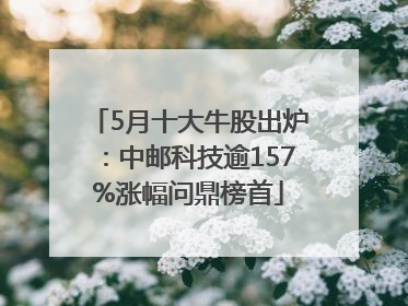 5月十大牛股出炉：中邮科技逾157%涨幅问鼎榜首
